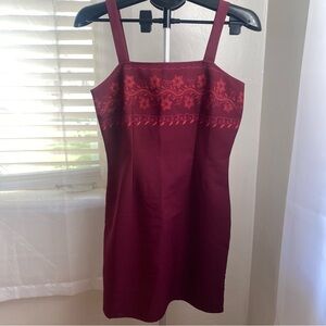 No Boundaries burgundy & pink faux embroidered Dress Y2K size (7-9)